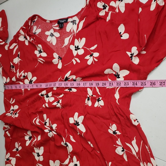 New Look Curves Womens Babydoll Floral Viscose Midi Dress Size 22 Boho Summer - Picture 9 of 14